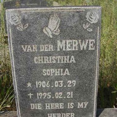 MERWE Christina Sophia, van der 1906-1995