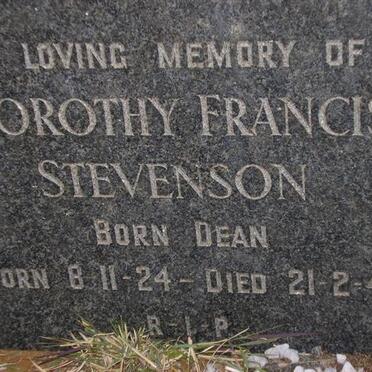 STEVENSON Dorothy Francis néé DEAN 1924-1947