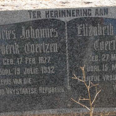 COERTZEN Andries Johannes Frederik 1877-1952 &amp; Elizabeth Helena 1881-1945