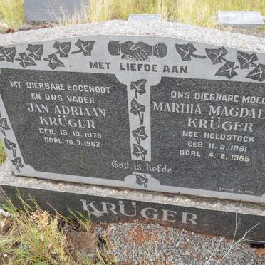 KRUGER Jan Adriaan 1878-1962 &amp; Martha Magdalena HOLDSTOCK 1881-1965