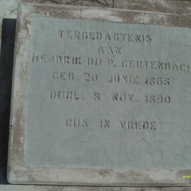 GERTENBACH Hendrik Du P. 1868-1890