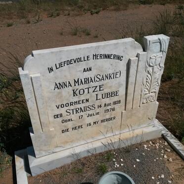 KOTZE Anna Maria voorheen LUBBE nee STRAUSS 1899-1976