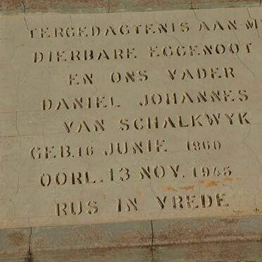 SCHALKWYK Daniel Johannes, van 1860-1945