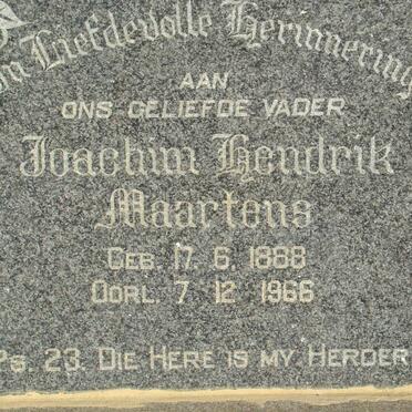 MAARTENS Joachim Hendrik 1888-1966 &amp; Maria Elizabeth MAARTENS 1890-1961  