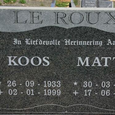ROUX Koos, le 1933-1999 &amp; Matty 1934-1991