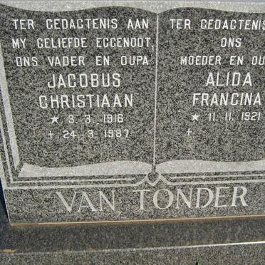 TONDER Jacobus Christiaan, van 1916-1987 &amp; Alida Francina 1921-