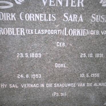 VENTER Dirk Cornelis Grobler 1889-1953 &amp; Sara Susanna VAN ZYL 1891-1956