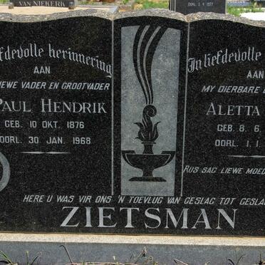 ZIETSMAN Paul Hendrik 1876-1968 &amp; Aletta I.M. 1881-1965