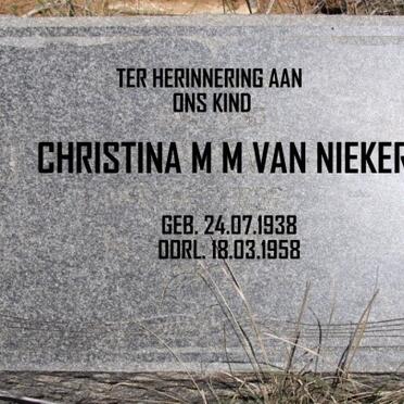 NIEKERK Christina M.M., van 1938-1958