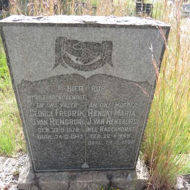 RENSBURG George Fredrik, J. van 1872-1942 & Renski Maria BADENHORST 1868-1958