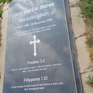 MERWE Adam Jacobus Boshoff, van der 1969-2020 