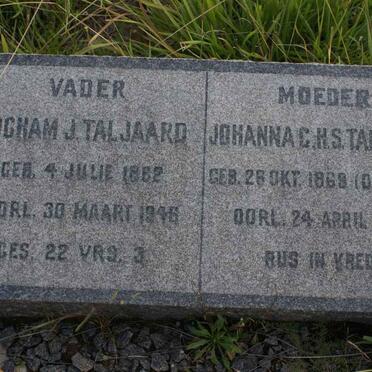TALJAARD Jocham J. 1862-1946 &amp; Johanna C.H.S. OLIVIER 1969-1950