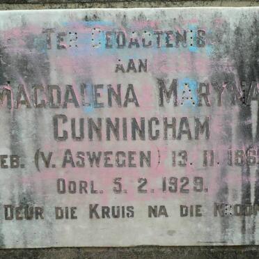 CUNNINGHAM Magdalena Maryna nee van ASWEGEN 1866-1929