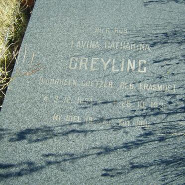 GREYLING Lavina Catharina formerly COETZER nee ERASMUS 1894-1991