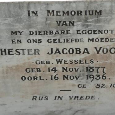 VOGEL Pieter Wouter 1872-1949 &amp; Hester Jacoba WESSELS 1877-1936 