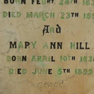 HILL Cumberland Thomas 1832-1898 &amp; Mary Ann 1838-1895