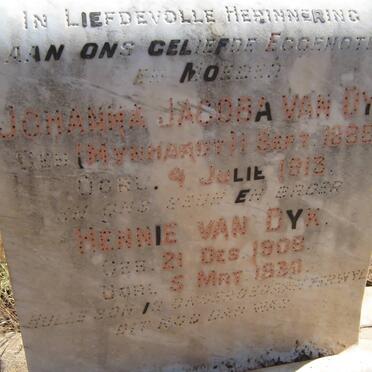 DYK Johanna Jacoba, van nee MYNHARDT 1888-1913 :: DYK Hennie, van 1908-1930