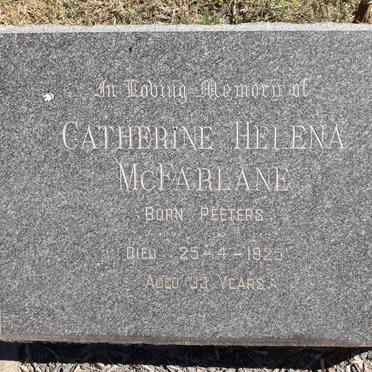 McFARLANE Catherine Helena nee PEETERS -1925