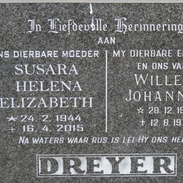 DREYER Willem Johannes 1937-1976 &amp; Susara Helena Elizabeth 1944-2015