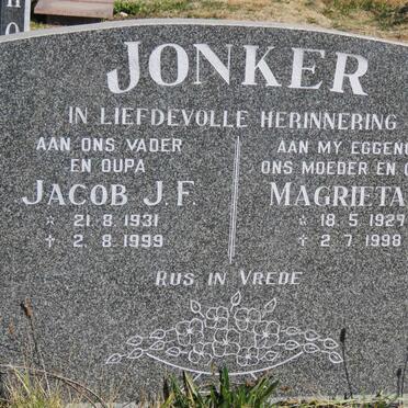 JONKER Jacob J.F. 1931-1999 &amp; Magrieta C. 1929-1998