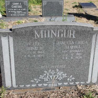 MONCUR Peter Donald 1902-1975 &amp; Janetta Louisa Alwina SCHWARZ 1906-1976