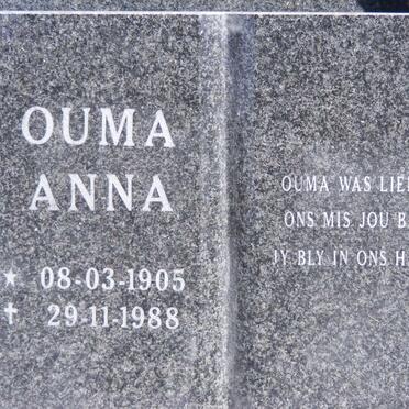 RAUTENBACH Anna 1905-1988 :: RAUTENBACH Elize 1935-2011 :: RAUTENBACH Max 1931-2005