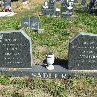 SADLER Charles 1933-1994 &amp; Jannettha 1939-
