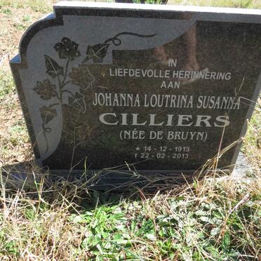 CILLIERS Johanna Loutrina Susanna nee DE BRUIN 1913-2013
