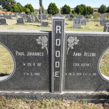 ROODE Paul Johannes 1917-1986 &amp; Anna Helena STEYN 1923-1991