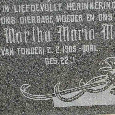PLESSIS Martha Maria M., du neé VAN TONDER 1905-