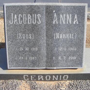 CERONIO Jacobus 1916-1983 &amp; Anna 1908-2001