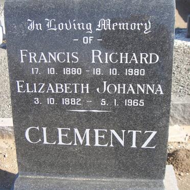 CLEMENTZ Francis Richard 1880-1980 &amp; Eizabeth Johanna 1882-1965