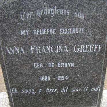 GREEFF Anna Francina nee DE BRUYN 1880-1954