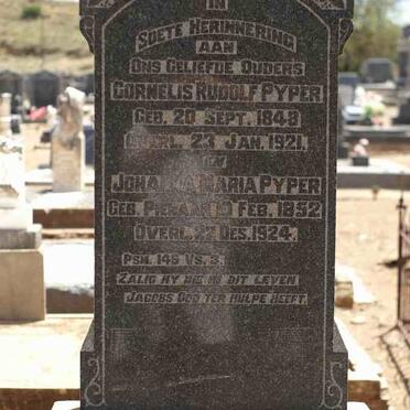 PYPER Cornelis Rudolf 1848-1921 &amp; Johanna Maria PIENAAR 1852-1924