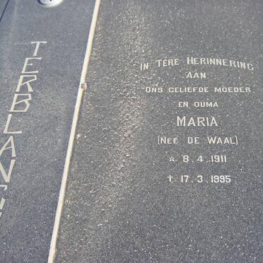TERBLANCHE Maria nee DE WAAL 1911-1995