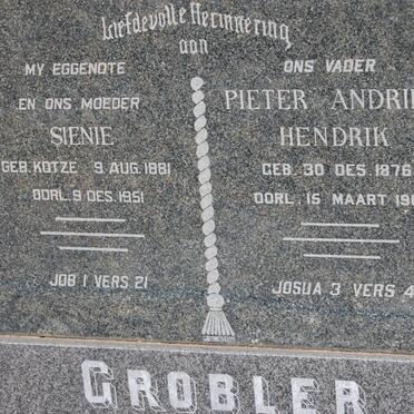 GROBLER Pieter Andries Hendrik 1876-1961 &amp; Sienie KOTZE 1881-1951