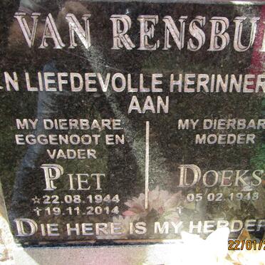 RENSBURG Piet, J. v. 1944-2014 &amp; Doeks 1948-