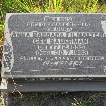 FILMALTER Anna Barbara nee SAUERMAN 1895-1983 :: FILMALTER George 1924-1989 _1
