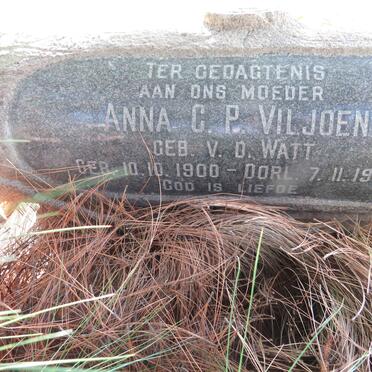 VILJOEN Anna C.P. nee V.D. WATT 1900-1965