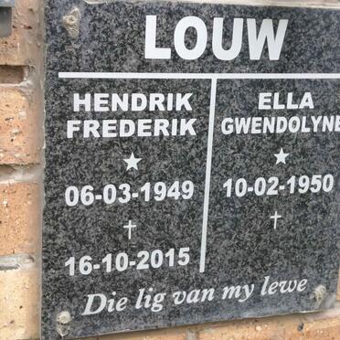 LOUW Hendrik Frederik 1949-2015 &amp; Ella Gwendolyne 1950-
