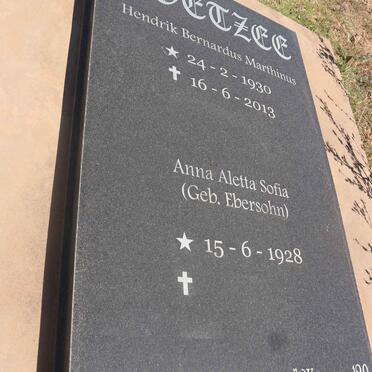 COETZEE Hendrik Bernardus Marthinus 1930-2013 &amp; Anna Aletta Sofia EBERSOHN 1928-