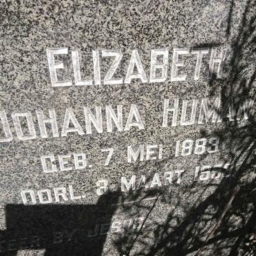 HUMAN Hendrik Johannes Jacobus 1872-1956 &amp; Elizabeth Johanna 1888-1953