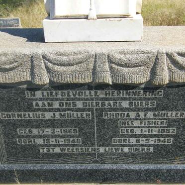 MÜLLER Cornelius J. 1869-1946 &amp; Rhoda A.E. FISHER 1882-1946