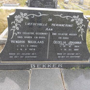 BEKKER Hendrik Nicolaas 1904-1978 & Cecelia Johanna DELPORT 1904-1989 