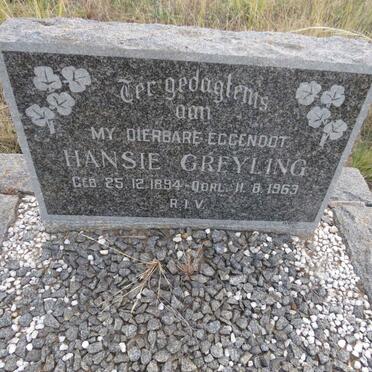 GREYLING Hansie 1894-1963