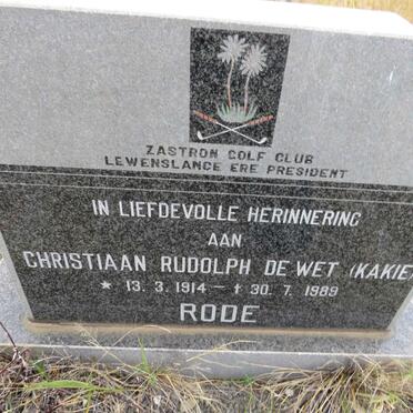RODE Christiaan Rudolph de Wet 1914-1989
