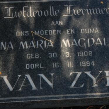ZYL Anna Maria Magdalena, van 1908-1994