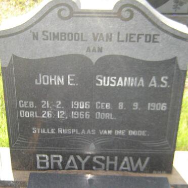 BRAYSHAW John E. 1906-1966 &amp; Susanna A.S. 1906-
