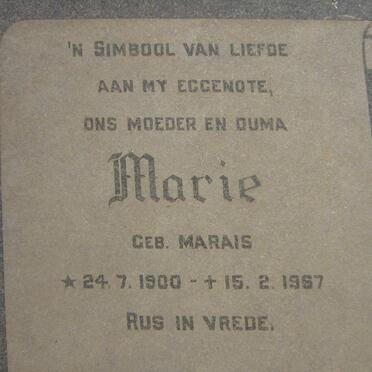 FOURIE Louis 1899-1984 &amp; Marie MARAIS 1900-1967