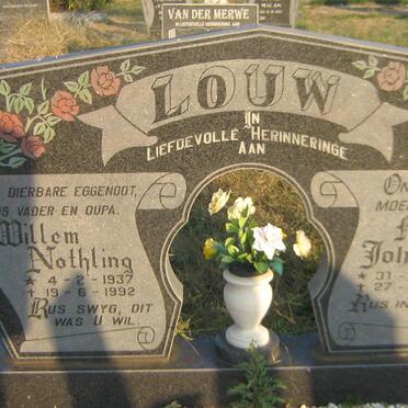 LOUW Willem Nothling 1937-1992 &amp; Martha Johanna 1940-1912